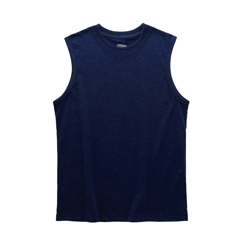 DUKEEN Sleeveless T-Shirt Men's Summer Cotton Tops Solid Color Fitness Clothes White Sports Undershirt Unisex