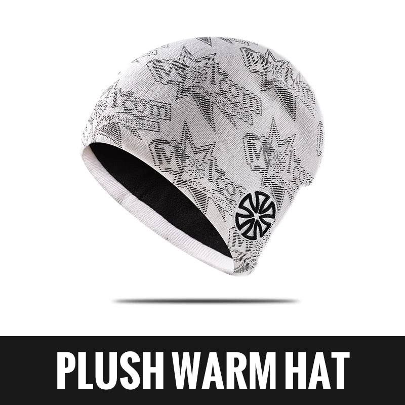 WRELS Cycling Cap Thermal Fleece Lined Ski Hat Windproof Warm Running Motorcycle Outdoor Sports Anti-Cold Skull Beanie Hat