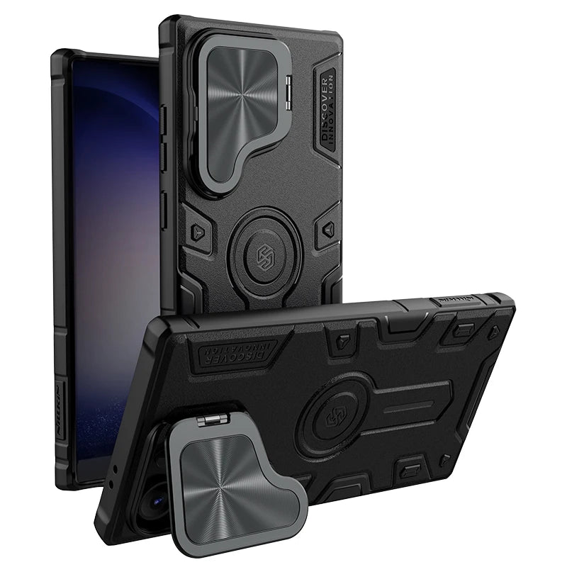 For Samsung Galaxy S24 Ultra Case NILLKIN CamShield Armor Prop Flip Lens Bracket Case With Kickstand For Samsung S24 Ultra Cover