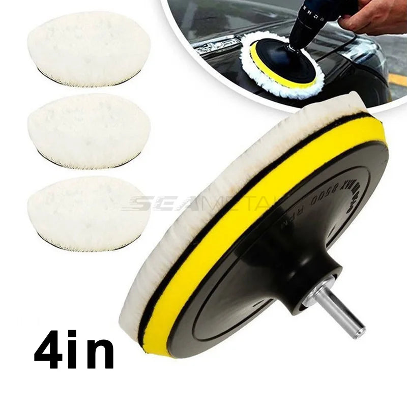 SEAMETAL 3/4/5inch Universal Car Polish Pad Set M10/M14 Soft Wool Machine Waxing Polisher Car Body Polishing Discs Car Accessory