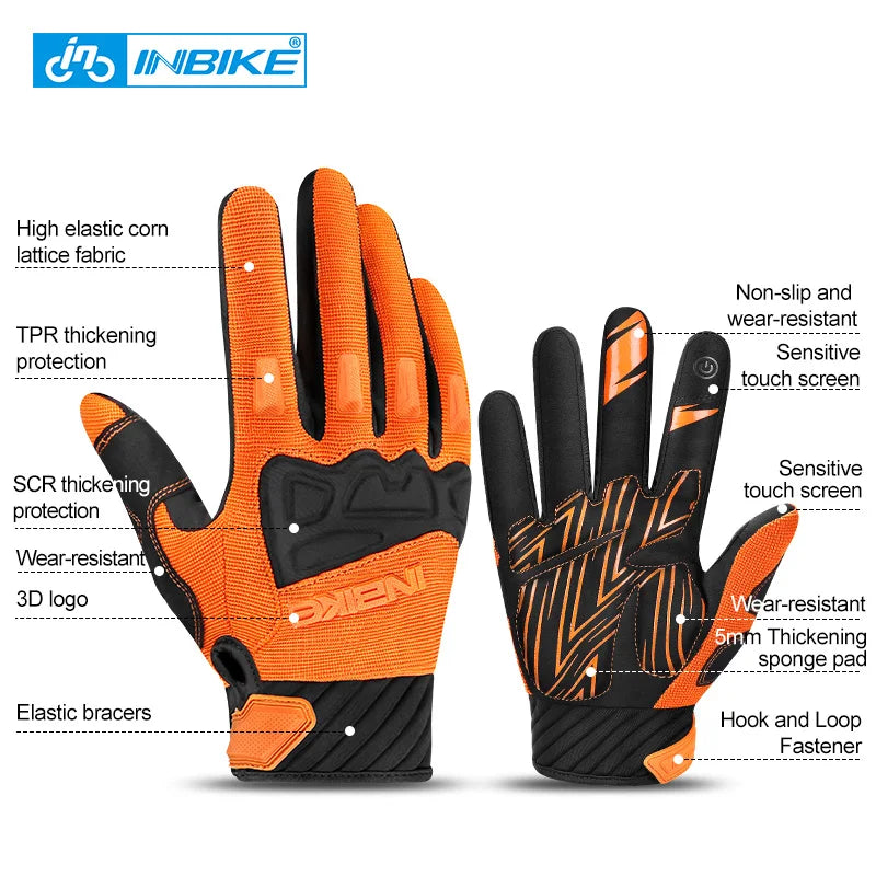 INBIKE Men's Cycling Gloves Touchscreen MTB Cycling Bicycle Riding Gloves for Men Bike Sports Gloevs Motorcycle MTB Accessories