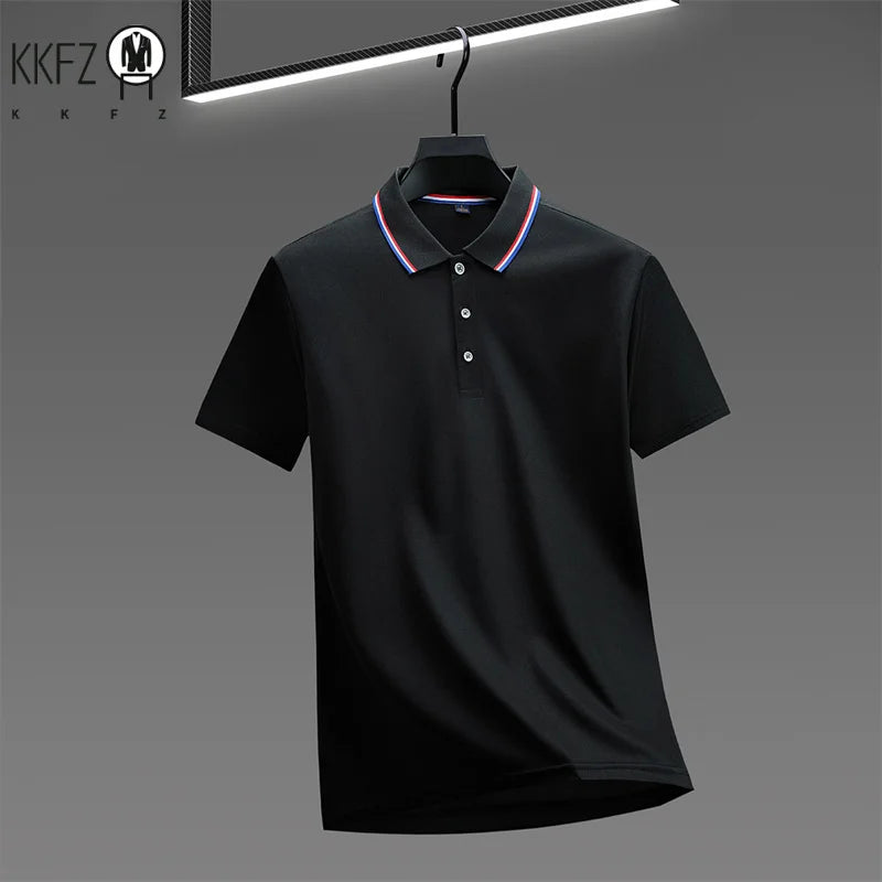 Men's Casual Solid Color Short Sleeve Polo Shirt Summer 2026 Fashionable Comfortable Versatile Top for Men