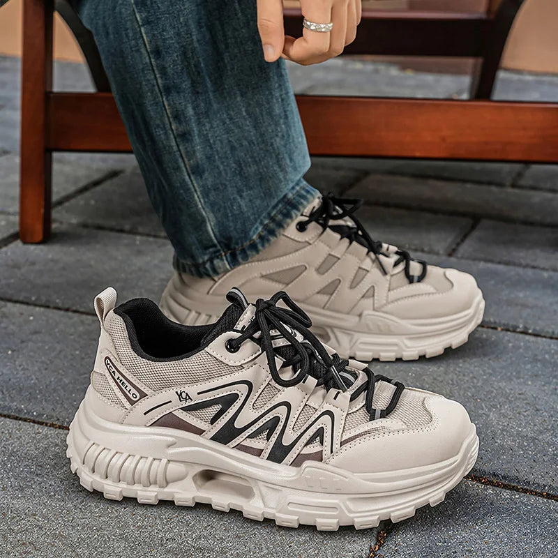 Men's platform casual shoes four seasons breathable light soft-sole comfort walking shoes fashion Joker outdoor running sneakers