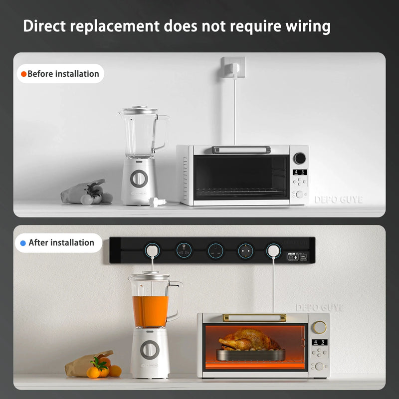 Power Track Socket EU/France/Italy/Israeli/UK/US Home Kitchen Romovable Adapterr Plug With USB Type-c Universal Outlet