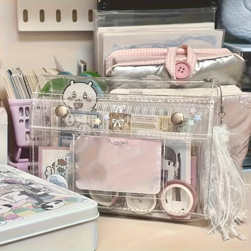 1pc Four-Layer PVC waterproof large capacity Travel Toiletries Storage Bag, Student Multifunctional Stationery Pencil Case.