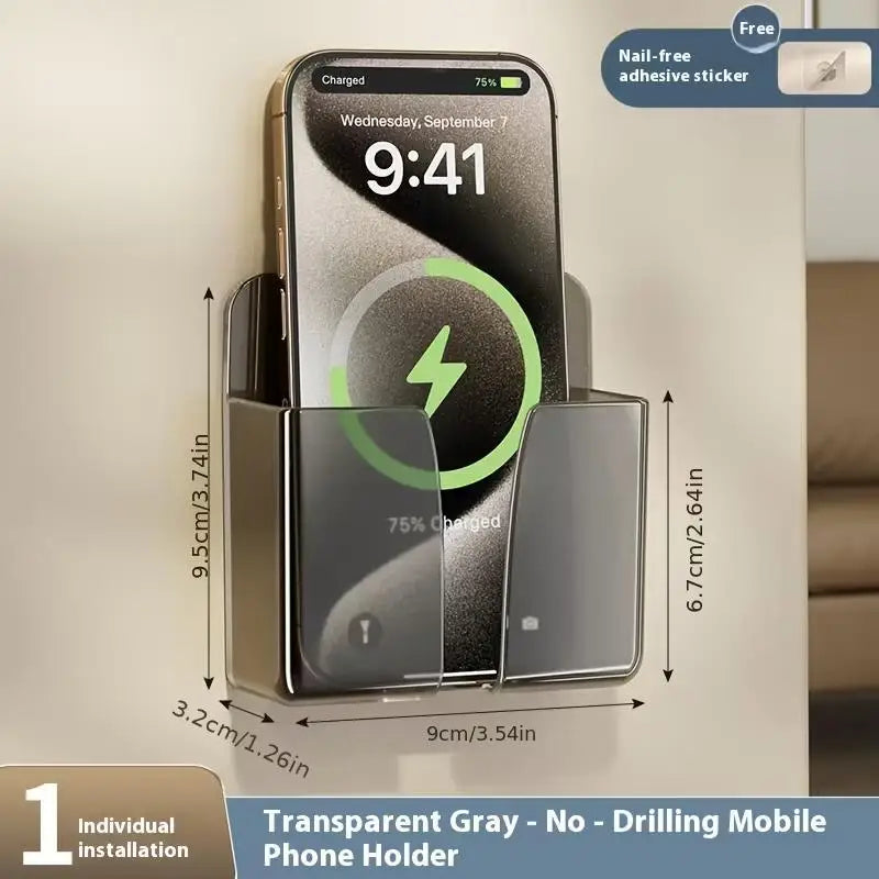 2pcs Wall-Mounted Phone Holder – 3 Colors, No Nails, Adhesive Mount, High-Quality Case, Mobile Wall Stand