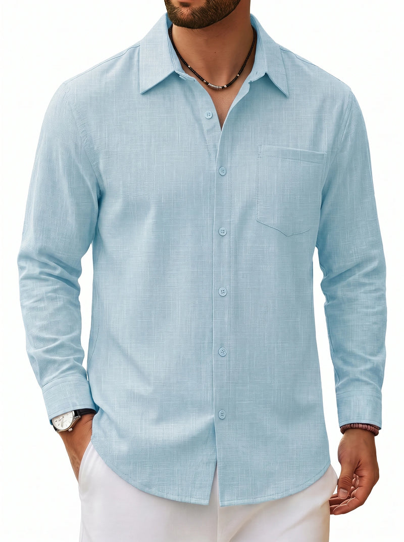 TACVASEN Men's Button Down Shirts High Quality Long Sleeve Casual Lightweight Beach Dress Shirts for Man Work Tee Chest Pockets