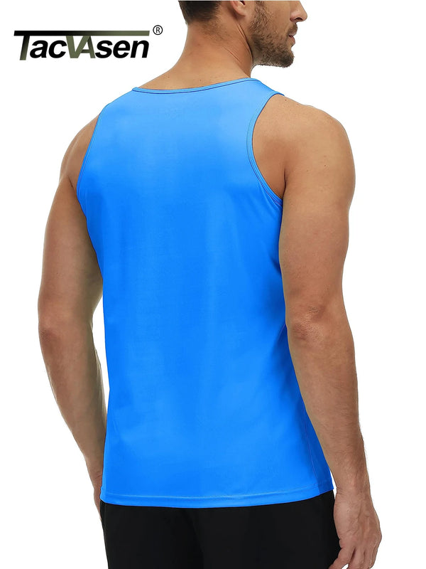 TACVASEN UPF50+ Tank Top Quick Dry Sleeveless T-shirts Mens Summer Gym Fitness Running Tee Sports Vest Swim Trainning tshirts