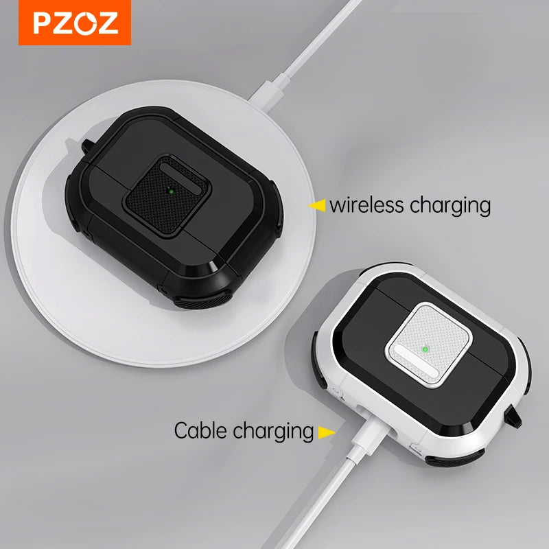 PZOZ For Apple Airpods Pro 2 2nd Generation Case Protective Cover For Airpods 3 3rd Earphone Case Secure Lock Clip With Keychain