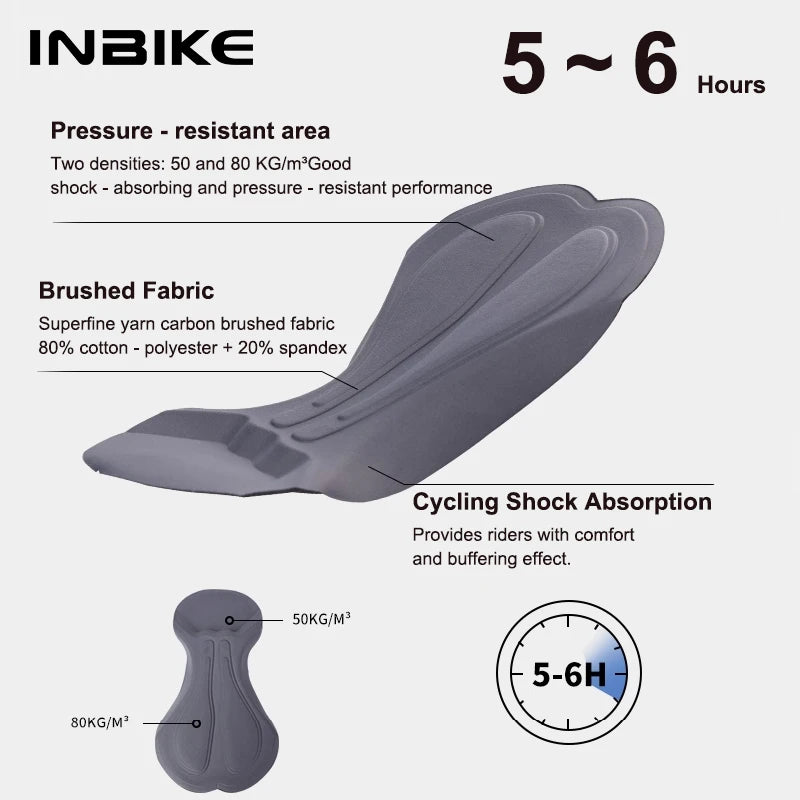INBIKE Men's Winter Thermal Fleece Cycling Bib Pants Windproof Bicycle Tights with Chamois Padding Pockets MTB Cycling Clothing