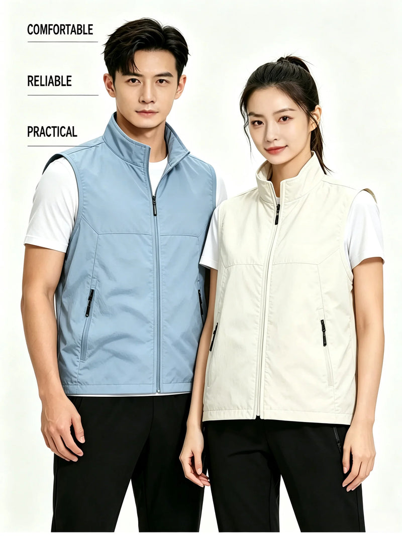 Lightweight quick-drying  waterproof outdoor stand-up collar work jacket customized with logo group activity vest work uniform