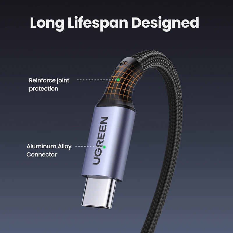 UGREEN 90 Degree Right Angle USB-C Cable PD100W/60W Type-C Gaming Charging Cable 5A/3A for iPhone 17/16 Samsung S26/25/24 0.5-3M