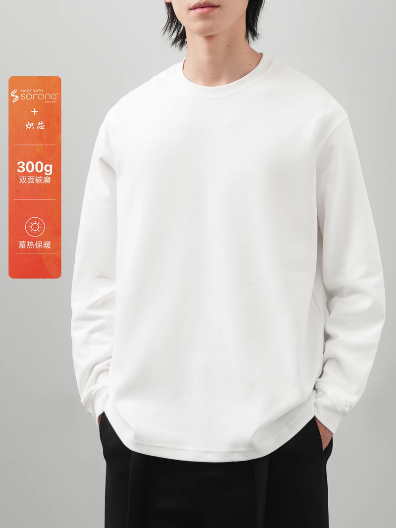 DUKEEN 300G Heavyweight Sorona Thermal Long Sleeve Tee for Men Soft Crewneck Base Layer Fall Winter Warm Men's Undershirt