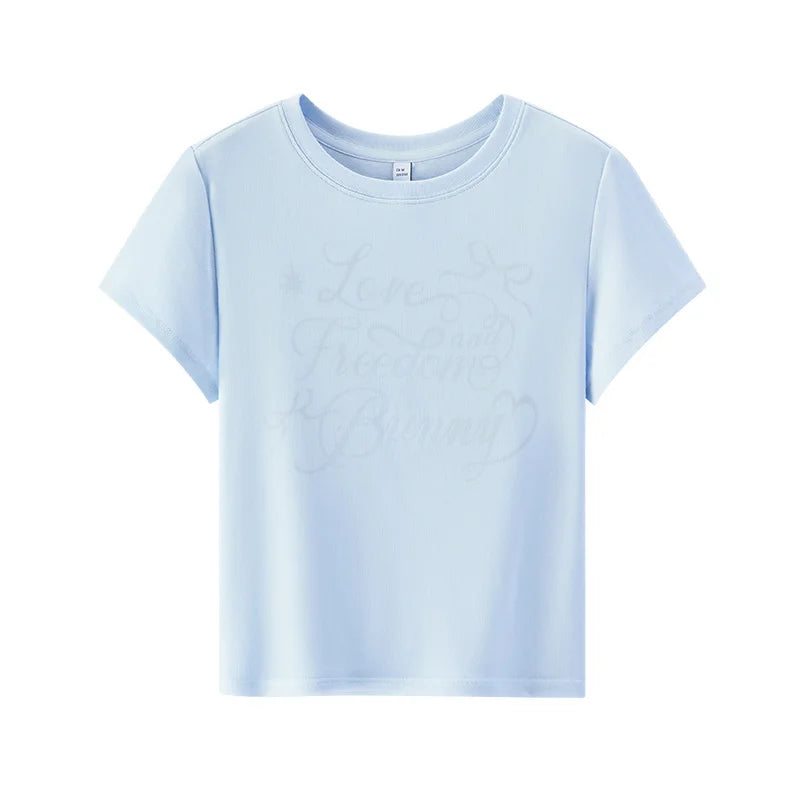 Semir Womens Tshirt 2026 Short Style Slim Printed Mesh Spliced Sweet Fashion Design Casual