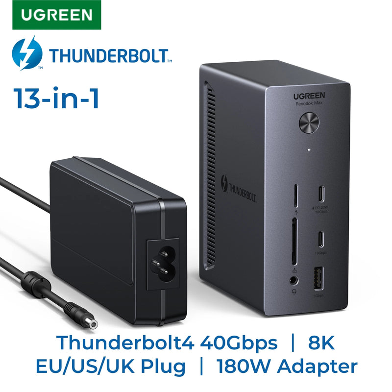 UGREEN Thunderbolt4 Docking Station 13-in-1 USB HUB 40Gbps 4K@60Hz 8K@30Hz DP SD&TF 4.0 3.5mm for MacBook Dell Laptop