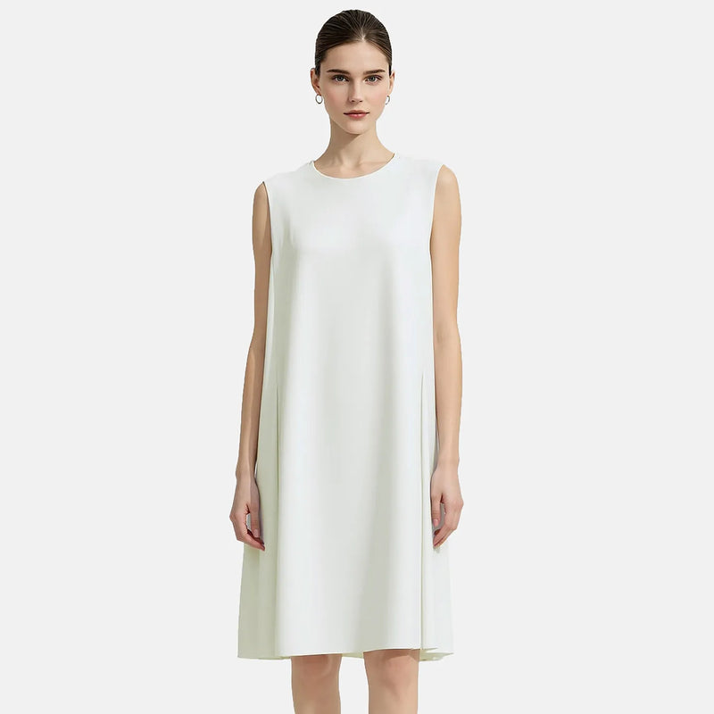 Amii A-Line Women's Dress 2026 Summer New Round Neck Flowy Elegant Tie Detail Loose Fit Casual Midi Dress For Women 12622178