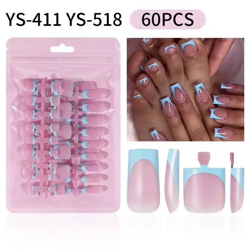 Square French Press On Nails 60Pcs Reusable Fake Nail Tips Invisible Removable Pre-made False Nails For Fingers Toenails Daily M