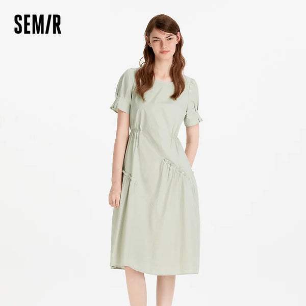 រ៉ូបស្ត្រី Semir ដៃអាវរាងមិនទៀងទាត់ រំយោល ចង្កេះតុបតែង មីឌីទាន់សម័យ 2026 ម៉ូដឆើតឆាយ ស្លៀកប្រចាំថ្ងៃធម្មតា