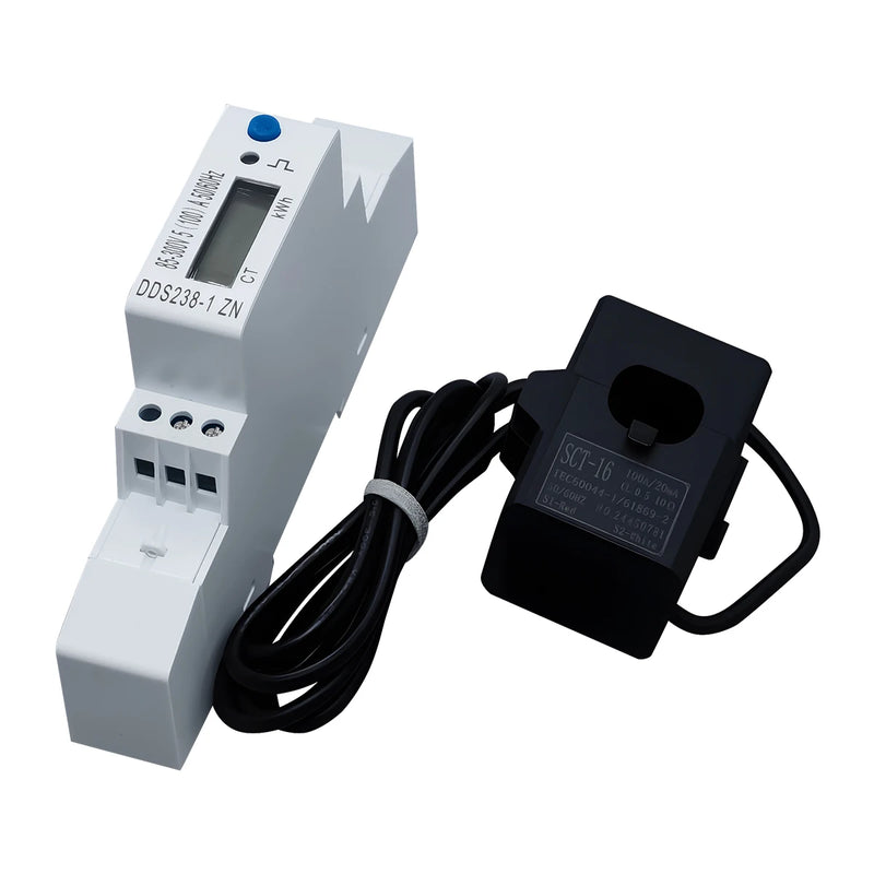 TOMZN CT Energy Meter LCD,85-300V(400Vmax),100A,50/60Hz,meas.pos/rev active&reactive energy,V,A,Hz,PF,backlight.