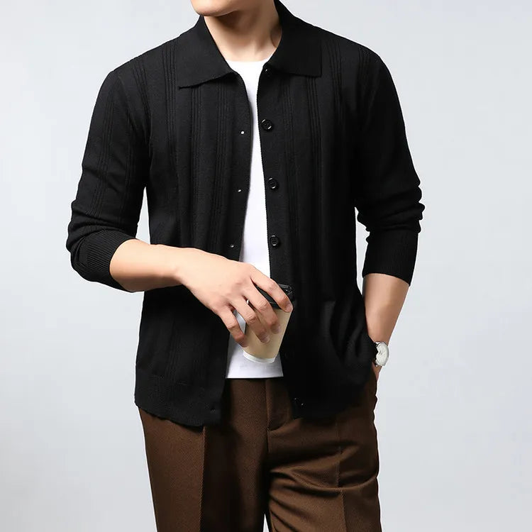 Men's Lightweight Knitted Cardigan – Breathable Business Casual Open Front Sweater, Soft Everyday Essential