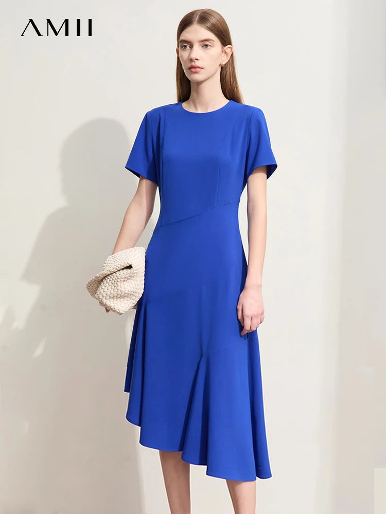 រ៉ូប Amii Minimalism រដូវក្តៅឆ្នាំ ២០២៦ រ៉ូបថ្មីសម្រាប់នារី កមូល បែកជាពីរ ដៃអាវខ្លី មិនស្មើគ្នា រ៉ូបសម្រាប់នារី ស្ដើង រឹងមាំ 12442188