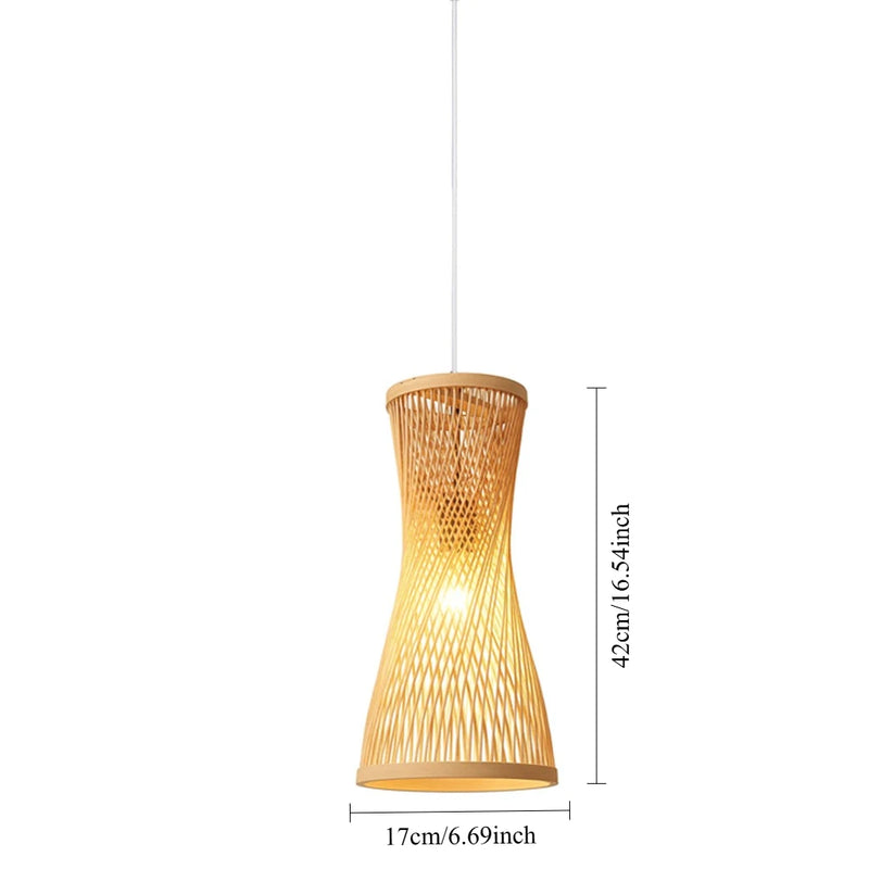 JOYINLED Japanese Style Bamboo Pendant Lamp Hand Woven Bamboo Art Lamp Shade for Chandelier Table Lamp Home Decor Light Fixture