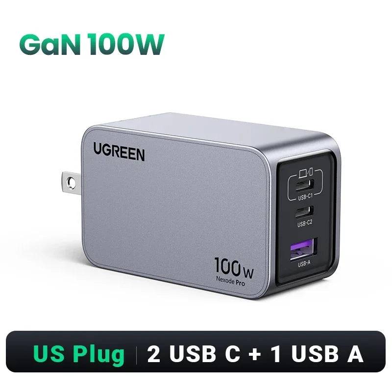 UGREEN 100W GaN Charger USB C Charger QC4.0 3.0 Quick Charge For Macbook Laptop Tablet PD Fast Charger For iPhone 17 16 15 Pro
