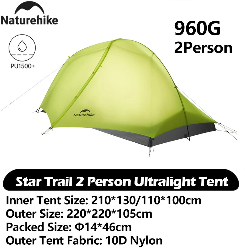 Naturehike 2025 New Star Trail Ultralight 3-Season Hiking Tent Waterproof Ventilated Breathable Single Camping Tent