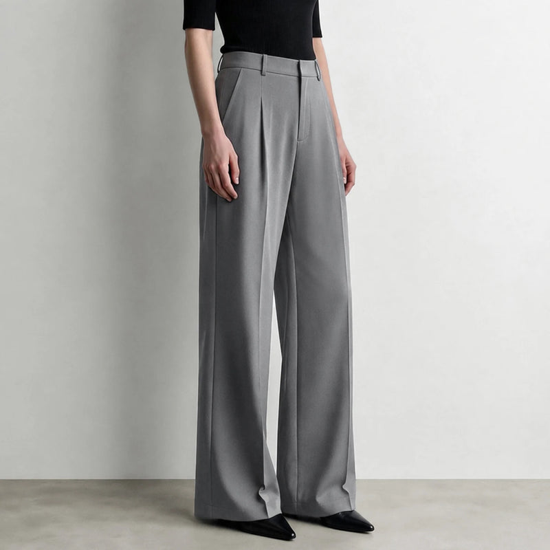 Amii Women's Natural Elastic Waist Stretch Wide Leg Pants 2026 Autumn Minimalist Casual Oversized Slimming Trousers 12624003