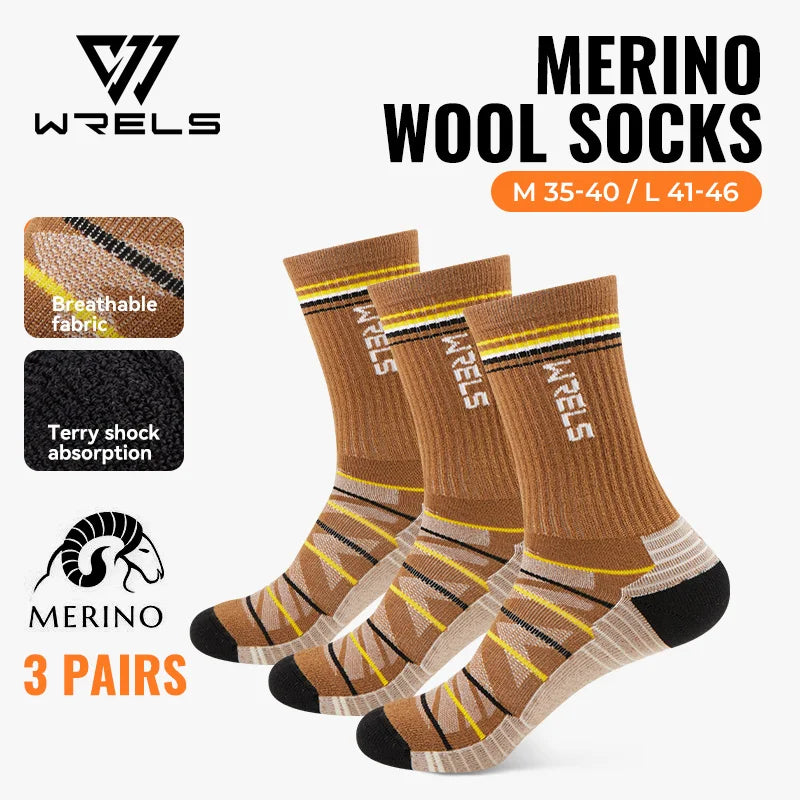 WRELS 1/2/3pairs Merino Wool Hiking Socks Warm Thermal Winter Moisture Wicking Socks Breathable Performance Wool Hiking Socks