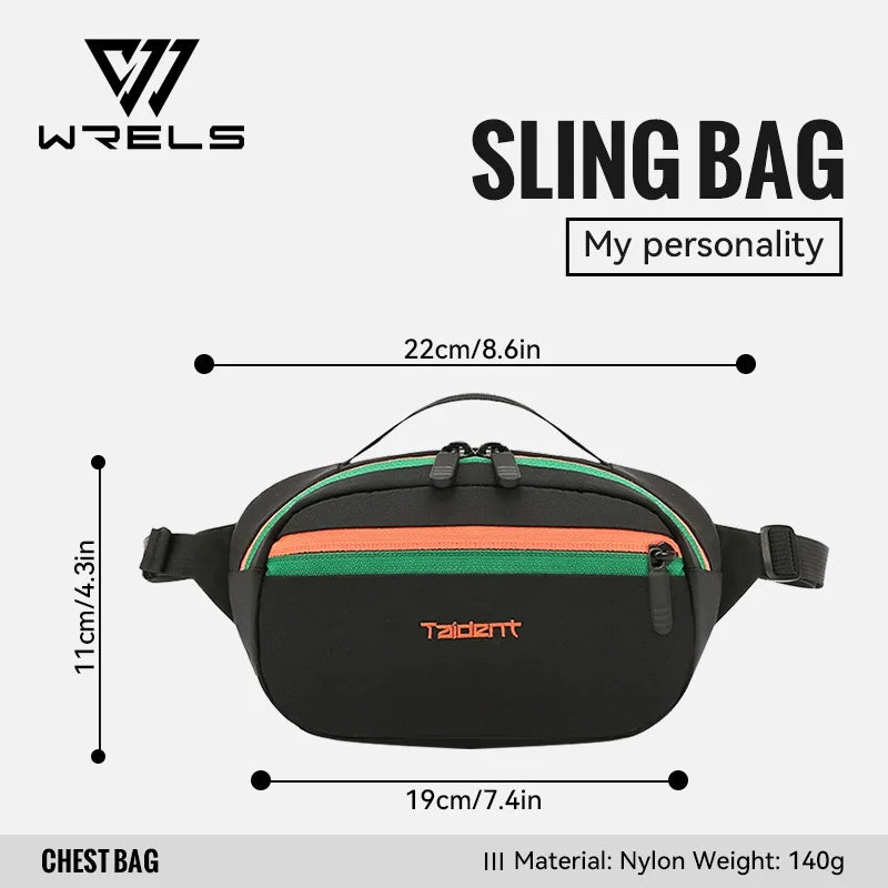 WRELS Crossbody Bag Waterproof Single-Shoulder Bag Lightweight Chest Bag Large Capacity Waist Bag Outdoor Hiking Fanny Pack