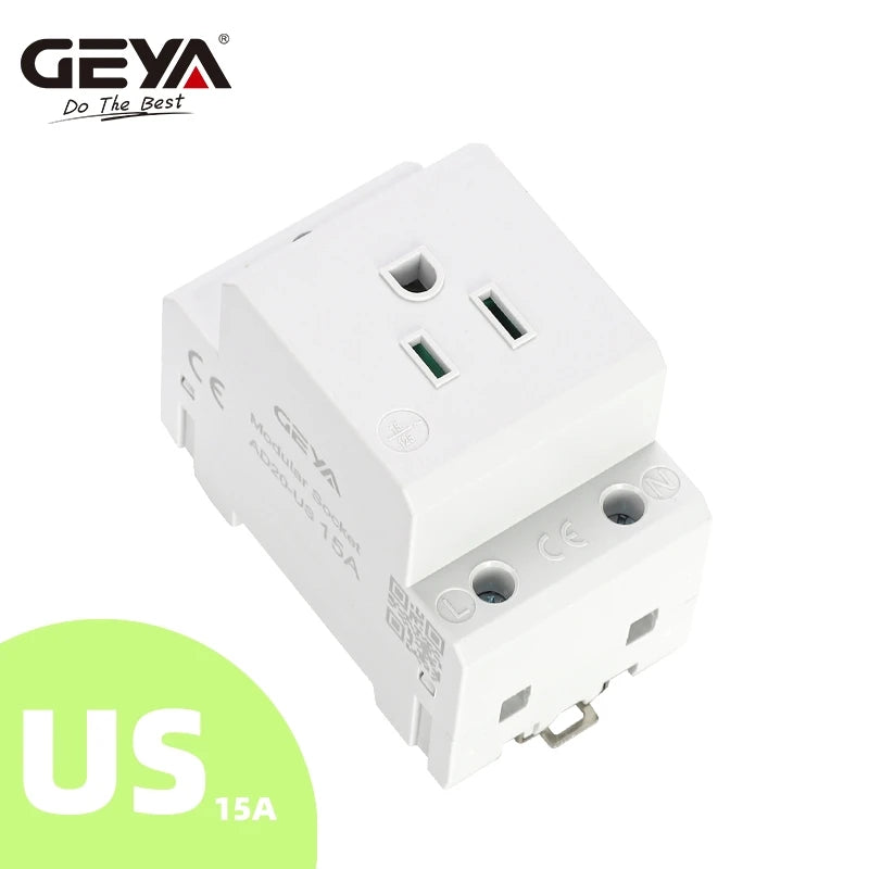 GEYA Din Rail Socket Modular Type AC Power Socket Plug EU/FR/US/UK/IT Standard 16A 220V AC Connector Grey AC30 Adapter Connector