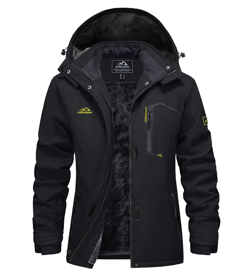 TACVASEN Women Winter Waterproof Ski Parka Jacket Thermal Fleece Windproof Casual Work Jacket Padded Snow Down Coat With Pockets