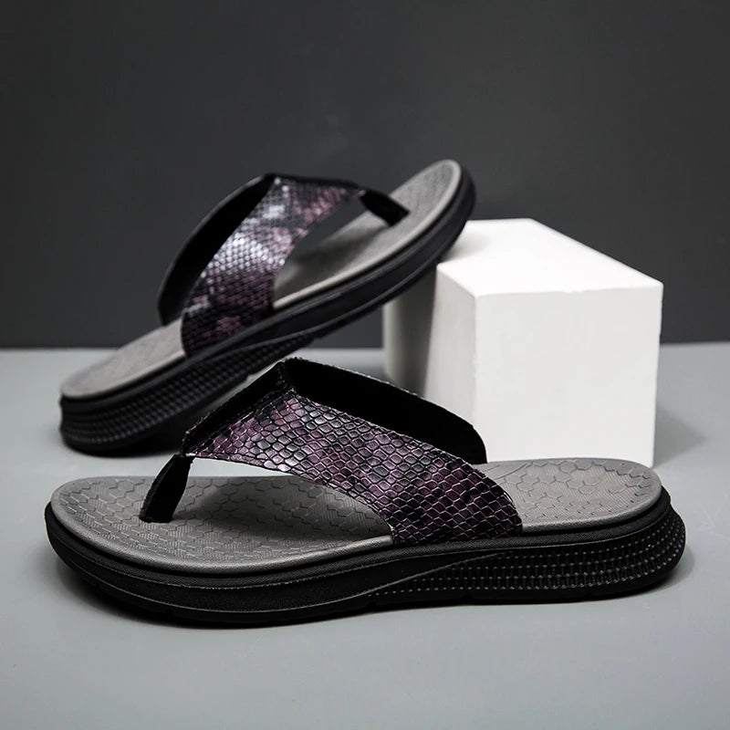 Men's Thick Platform Flip‑Flops Comfort Cushioned Non‑Slip Thong Sandals Lightweight Summer Beach Outdoor Walking Slippers