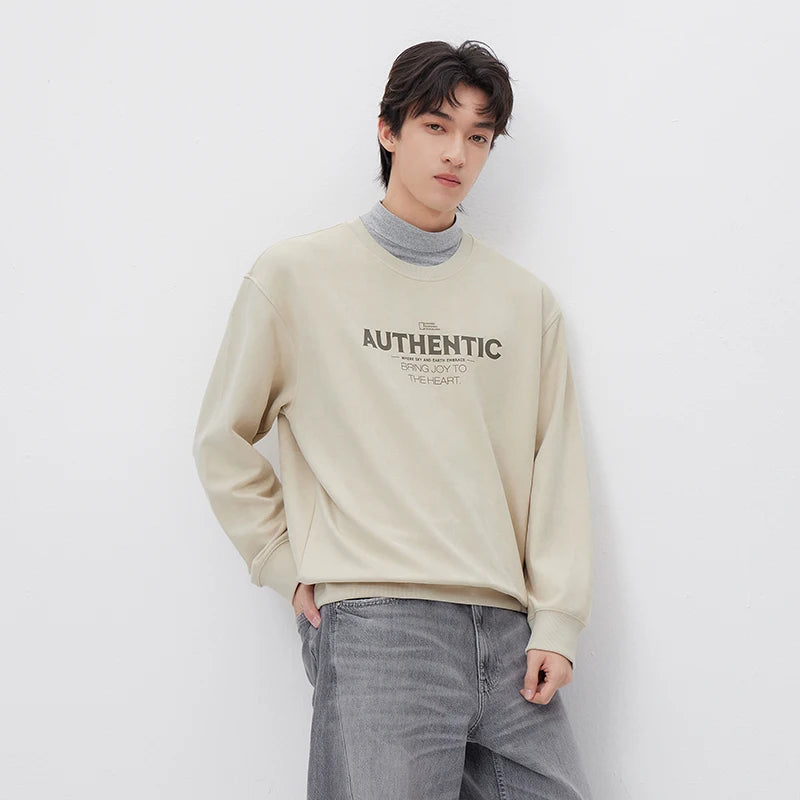 Semir Men Sweatshirt Letter Print 2026 Loose Fit Crew Neck Urban Casual Everyday Style Soft Comfortable Daily Wear Trendy