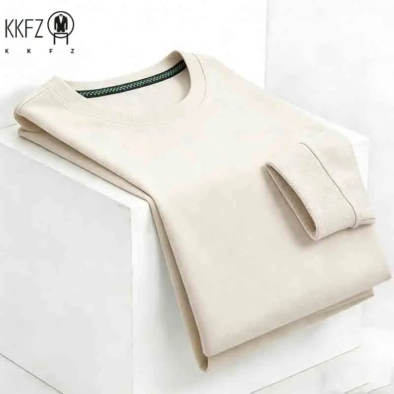 Classic Men's Solid  Crew Neck Long Sleeve Sweater Soft Touch Business Casual Top for Daily Life