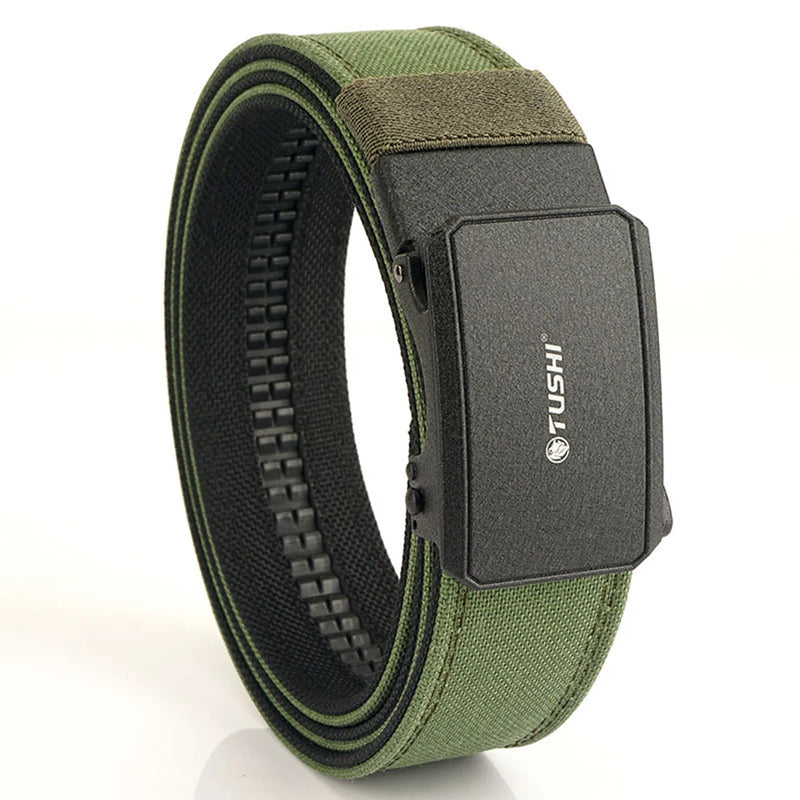 TUSHI New Men's Tactical Belt 1100D Hard Nylon Military Belt For Men Outdoor Casual Metal Automatic Buckle Gun Belt Accessories