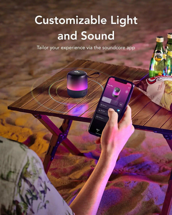 Soundcore Glow Mini Portable Speaker Bluetooth Speaker with 360° Sound Light Show 12H Battery Customizable EQ and Light