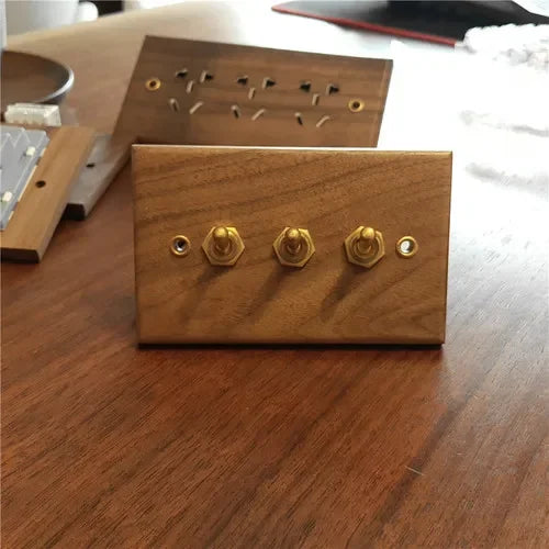 Pure solid wood antique American wall socket switch panel, Brazil Taiwan Thai Japan b&B vintage 15A wall light switch 118mm*75mm