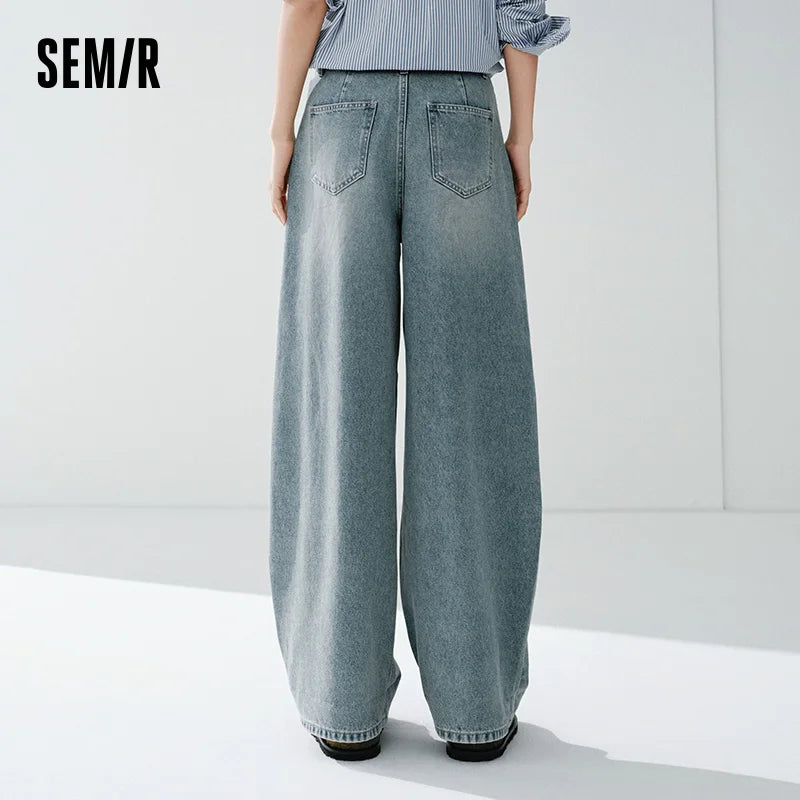 Semir Streetwear Jeans Women 2026 Spring Loose Wide Leg Fashion Style Trendy Casual Fashion Trousers