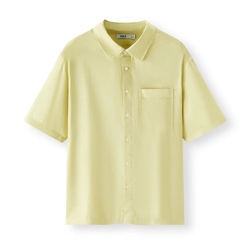 Semir Mens Shirt 2026 Short Sleeve Cotton Linen Solid Commute Tops Simple Casual Style Soft Versatile Daily Wear Comfortable