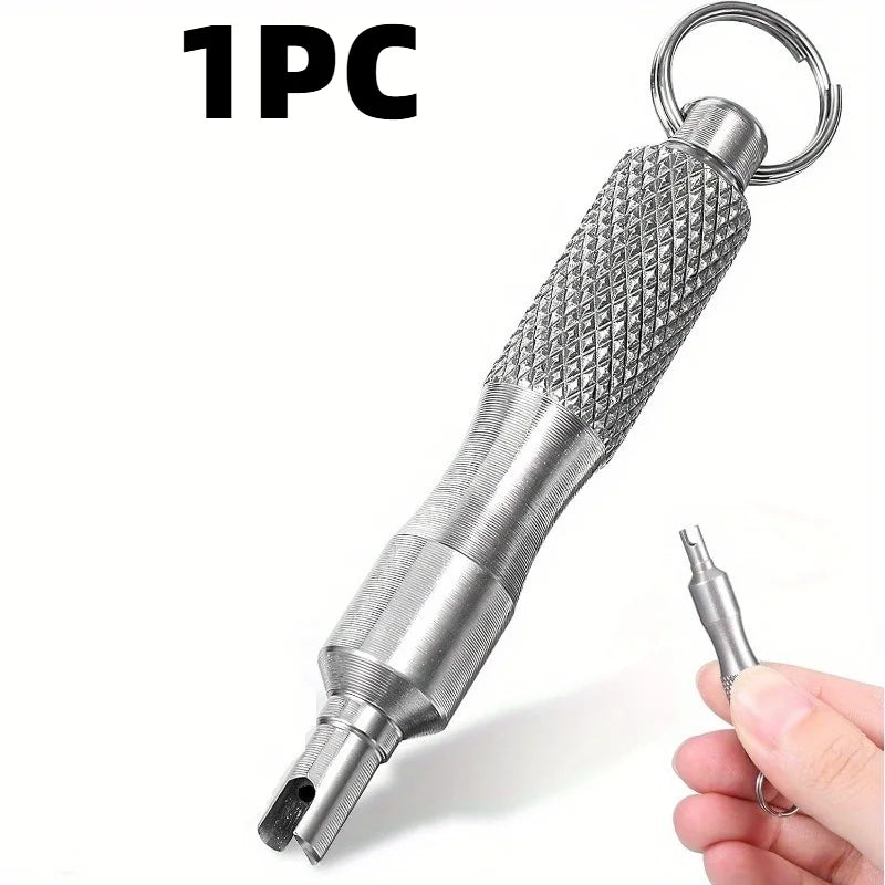1/2pcs Premium Zinc Alloy Valve Core Tool – Universal Bike & Motorcycle Tire Repair Keychain. Compact, Sturdy & Portable.