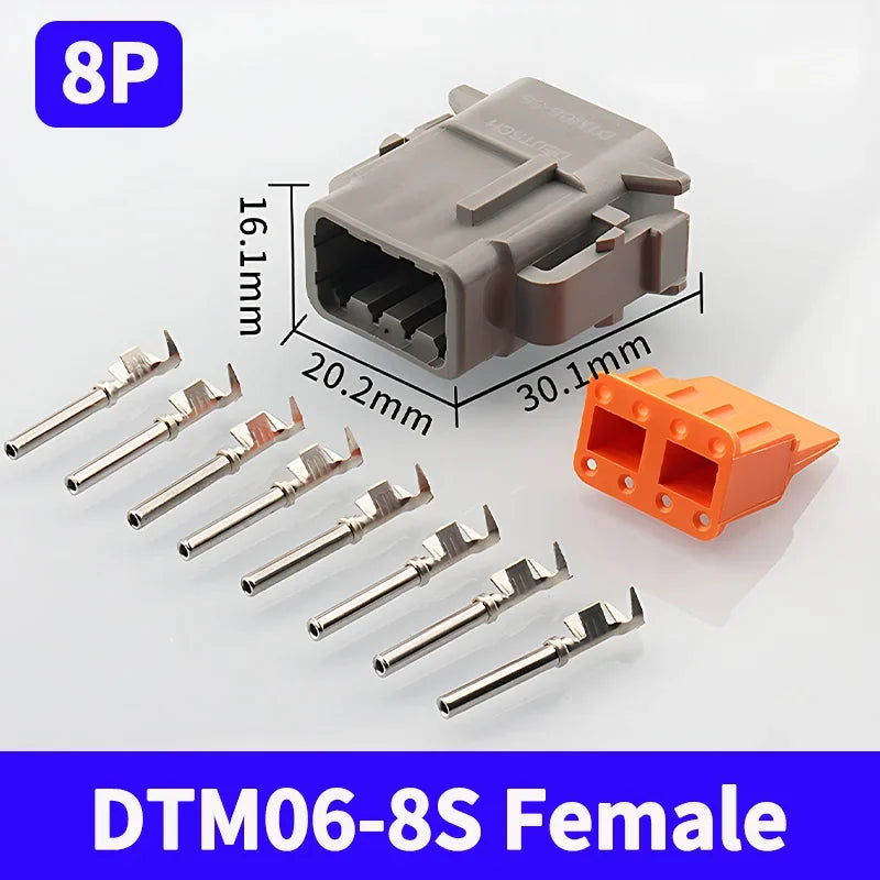 ឧបករណ៍ភ្ជាប់ស៊េរី Deutsch DTM ចំនួន 20 ឈុត 2/3/4/6/8/12 ម្ជុលប្រុស និងស្រី រួមមាន DTM04-2P DTM06-2S សម្រាប់រថយន្ត និងផ្លូវបិទផ្លូវ