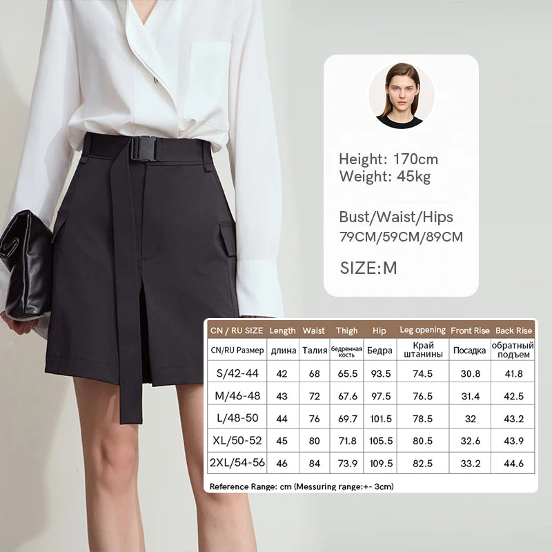 ខោខ្លីរដូវក្តៅ AMII Minimalist សម្រាប់ស្ត្រីឆ្នាំ ២០២៦ ខោខ្លីបែបភ្នំធម្មតាសម្រាប់ស្ត្រីម៉ូដថ្មីជាមួយខ្សែក្រវ៉ាត់ 12542099