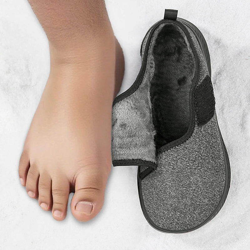 Winter Open Elderly Shoes With Plush For Diabetic Swollen Foot Wide Width Hallux Valgus Bunion Thumb Eversion For Men Women
