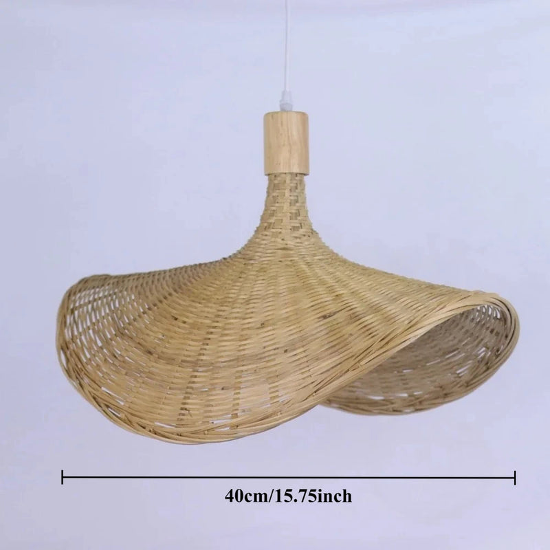 JOYINLED Chinese Style Bamboo Chandelier Rustic Handmade Woven Pendant Lighting for Kitchen Island Farmhouse Dining Room Lamp