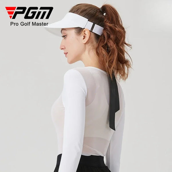 PGM Women Golf Summer Ice Silk Sunscreen Coat with Meat Color Base and Breathable Long Sleeve T-shirt YF799