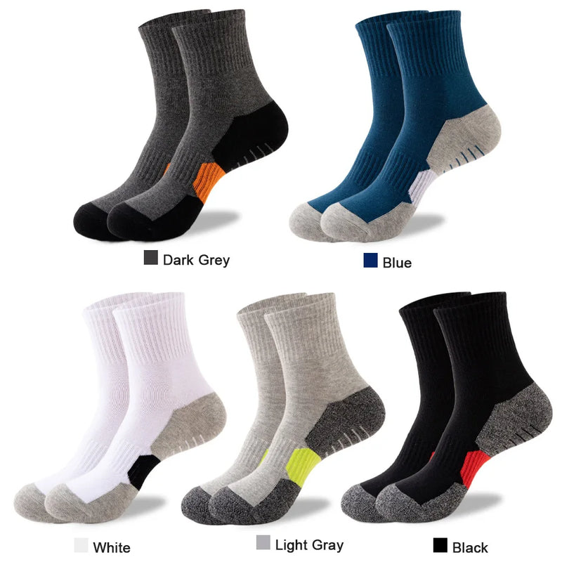 WRELS 1/2/3 Pairs Crew Hiking Socks Moisture Wicking Sports Socks Cushioned Arch Support Men's Outdoor Mountaineering Socks