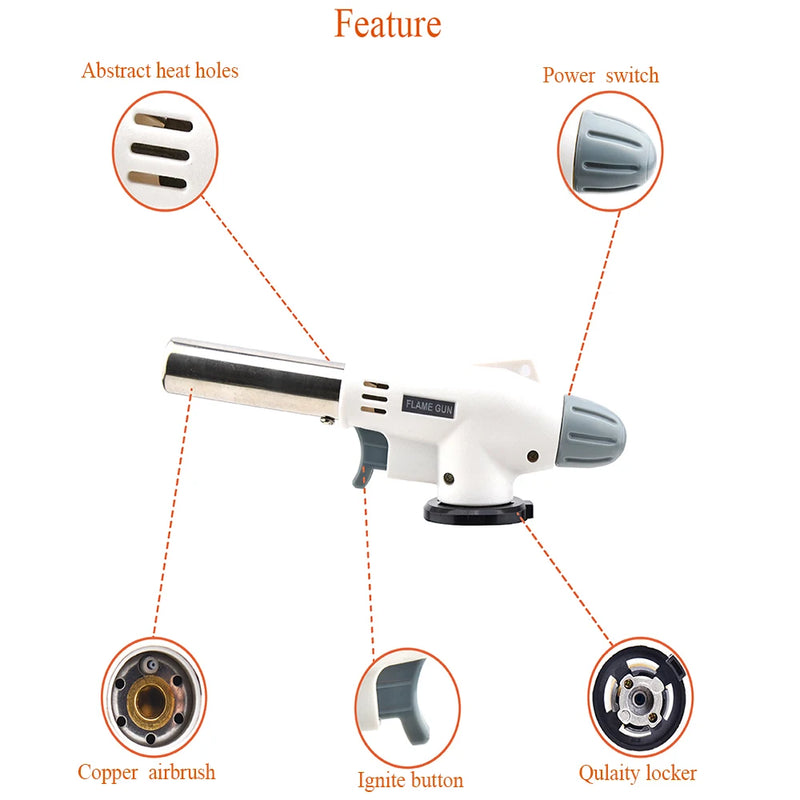 Torch Cooking AutoIgnition Butane Gas Welding-Burner Heating Welding Gas Burner Flame Gas Torch Blow for BBQ Home Cooking