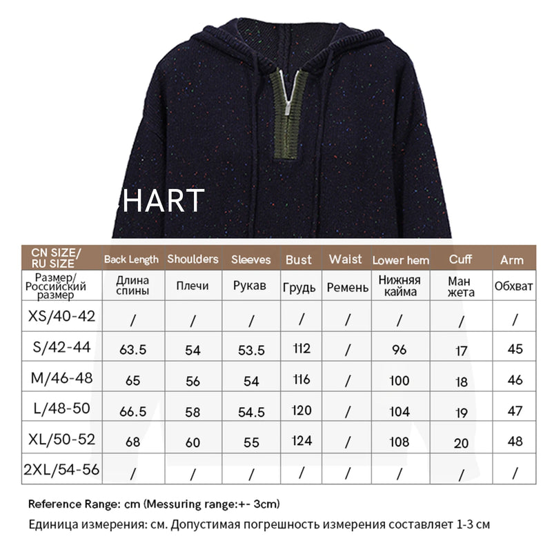 Amii Half-Zip Hooded Color Block Knit Pullover Drop Shoulder Loose Fit Casual Commuter 2026 Winter Women's Sweaters 12654035